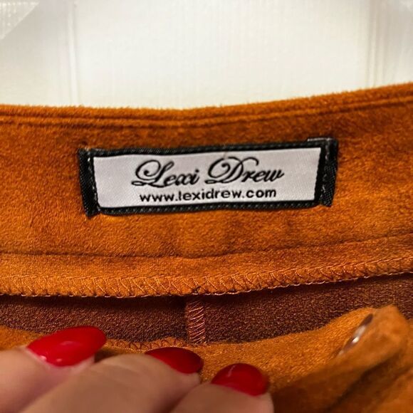 Lexi Drew Moleskin Faux Suede Rust Boot Cut Retro Pants sz S ( flaw) - Picture 6 of 6